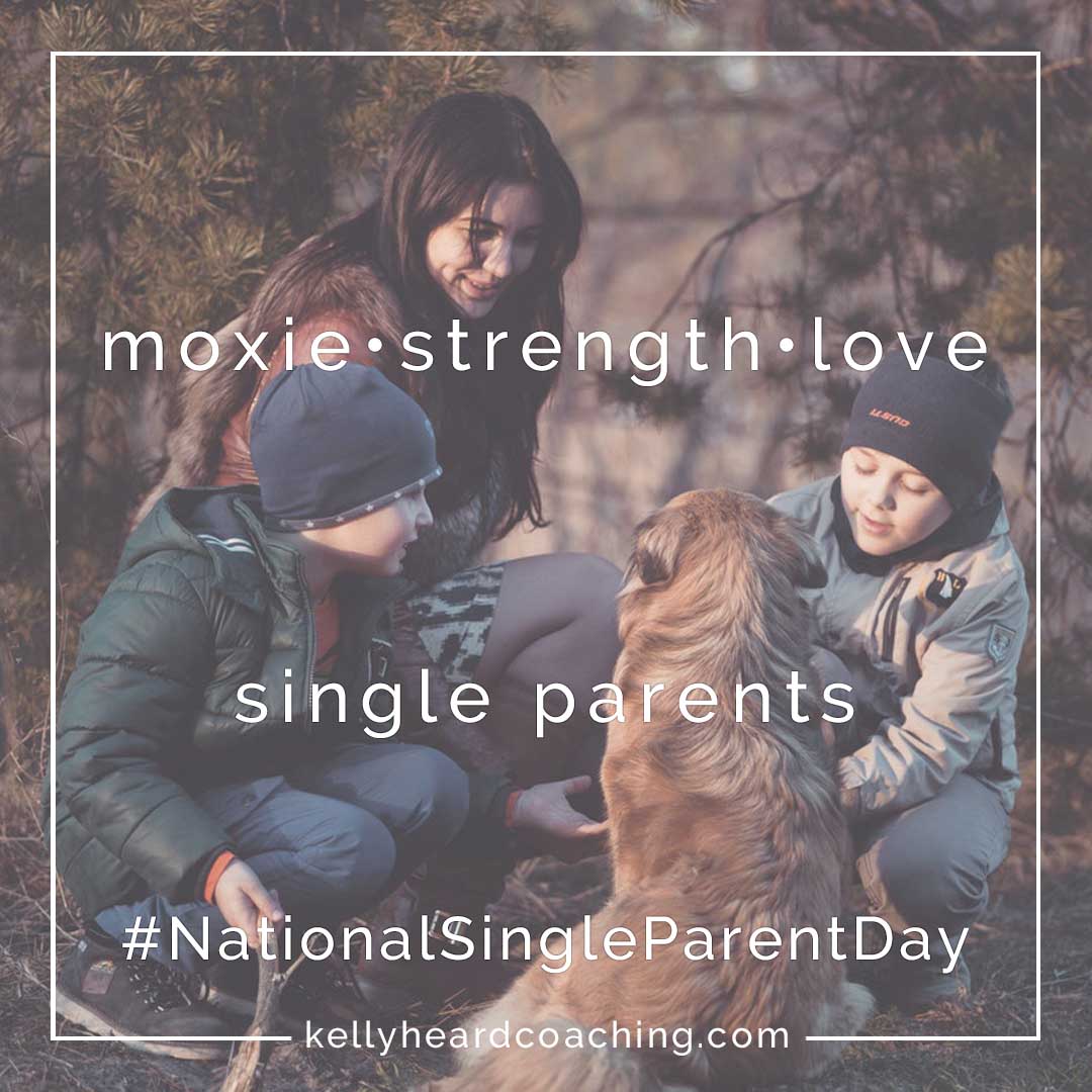 National Single Parent Day mom with two boys and dog kelly heard coaching